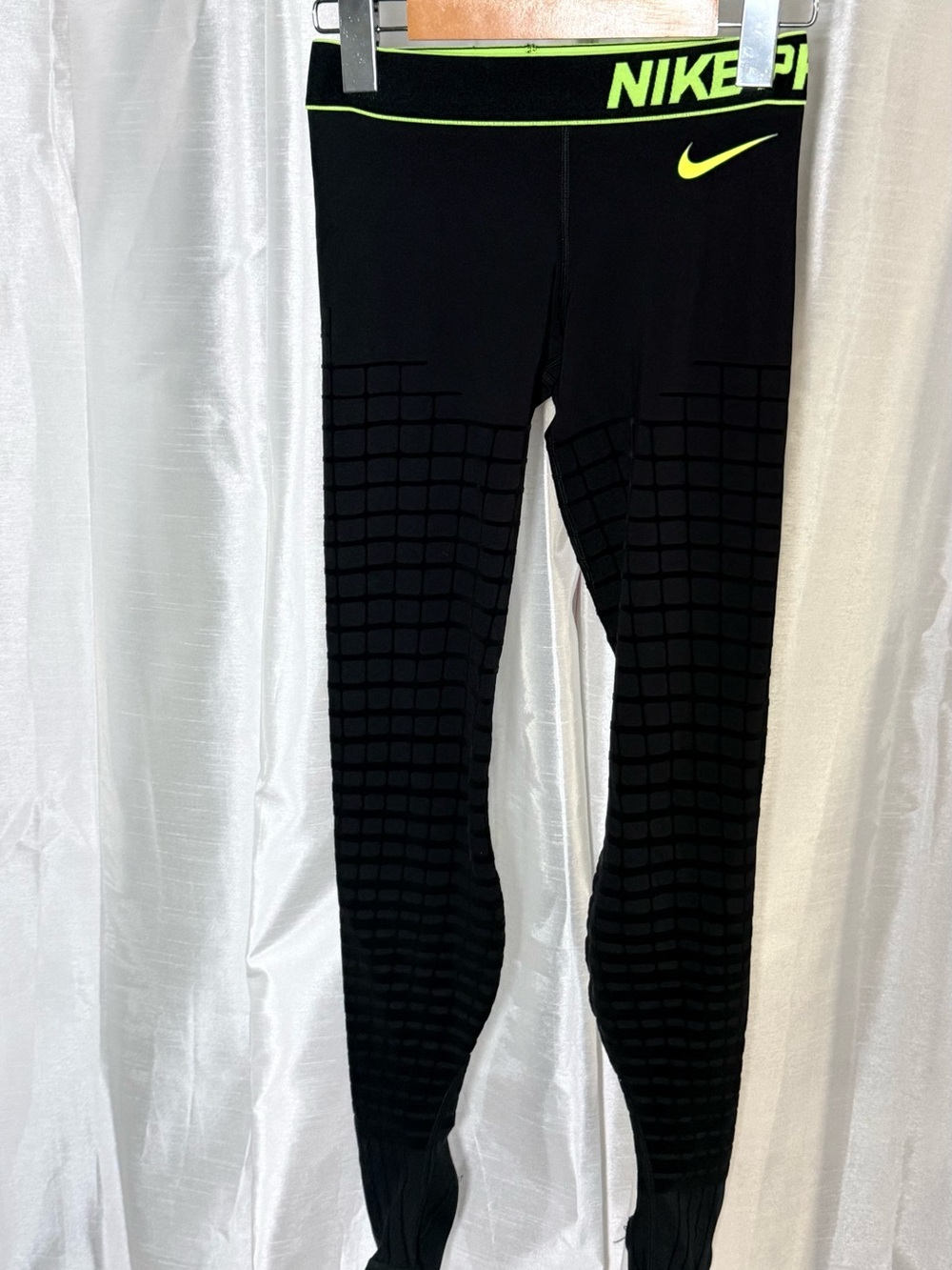 Nike Black Leggings with Volt Accent